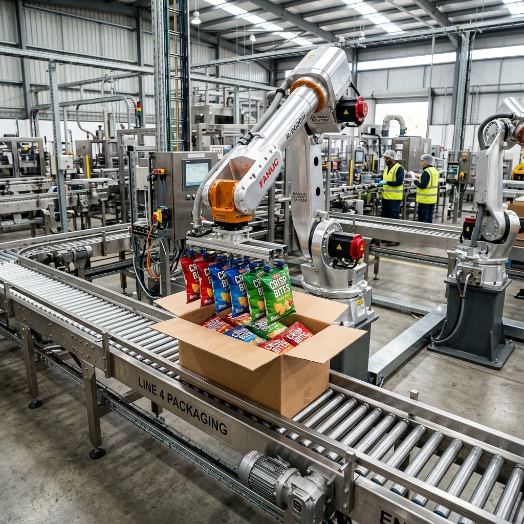 Máquina BPA fazendo Case Packing de embalagens flexíveis